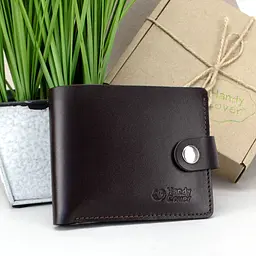 Гаманець чоловіче шкіряний коричневий Handycover HC0042 на кнопці