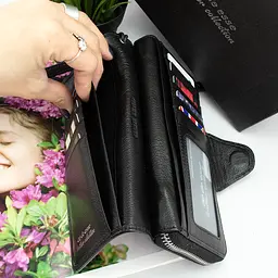 Гаманець жіночий шкіряний De Eesse LC14621-GD01 великий з ручкою чорний - мініатюра 5