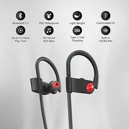 Бездротові навушники Jrwaro Bluetooth 5.3 водонепроникні - мініатюра 2