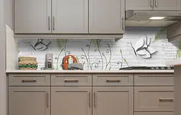 Вініловий кухонний фартух Метелики Пишні крила наклейка для кухні ПВХ Абстракція Сірий Happy Pocket Z181728