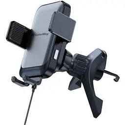 Автотримач для телефону ColorWay AutoSense Car Wireless Charger 2 чорний 15 Вт бездротова зарядка Qi у дефлектор повітроводу
