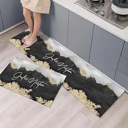 Набір килимків для кухні та ванної 120×40 см і 60×40 см водонепроникні, протиковзні, м'які, декоративні, Kitchen Master Сірий 87945 - мініатюра 10