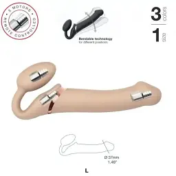 Безремневий страпон Strap-On-Me Vibrating Flesh L регульований з вібрацією та з пультом ДК діаметр 3.7 см - мініатюра 4