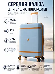 Валіза середня Carbon 7898 M поліпропілен з розширенням Блакитний - мініатюра 9