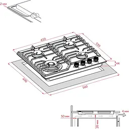 Варильна поверхня Weilor GM W 624 газова WH - мініатюра 3