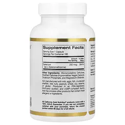 Селен California Gold Nutrition Selenium Yeast-Free 200 мкг 180 вегетаріанських капсул - мініатюра 2