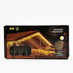 Новорічна гірлянда вулична Бахрома GarlandoPro 6 м 105 LED білий провід Жовте світло 6МWY - мініатюра 5
