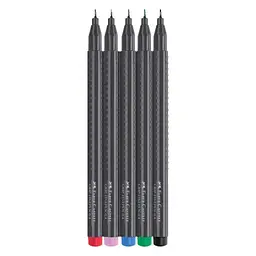 Лайнер Faber-Castell набір ручок капілярних Grip Finepen тригранна 0,4 мм, 5 кольорів (32143) - мініатюра 2