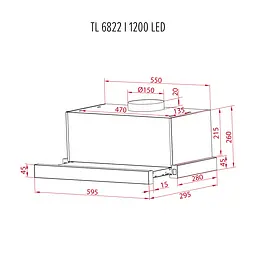 Витяжка телескопічна PERFELLI TL 6822 I 1200 LED - мініатюра 12