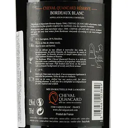 Вино Cheval Quancard Reserve Bordeaux Blanc AOC, біле, сухе, 11-14,5%, 0,75 л (814477) - мініатюра 3