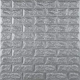 3D панель Sticker Wall самоклеюча 700x770x7мм цегла Срібло 017-7 SW-00000059