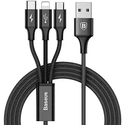 Кабель Baseus Rapid Cable USB to Lightning/microUSB/Type-C 3A 1.2m CAMLT-SU01 Black