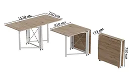 Стіл-книга трансформер Оріон 2 Ferrum-decor 750x1520x730 Білий метал ДСП Дуб Сан-Марино 16 мм (FRD-104591) - мініатюра 7