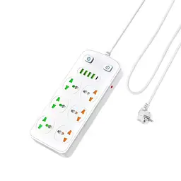 Сетевой фильтр удлинитель Power Socket AR-CP05, 6 розеток, 4 USB, Type-C, 1.8 м, белый