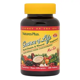 Вітаміни та мінерали Natures Plus Source of Life Multivitamin & Mineral, 180 міні таблеток