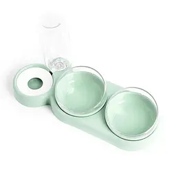 Подвійна миска для тварин Semi Animal Bowl Light Green з автоматичною напувалкою 500 мл - мініатюра 2