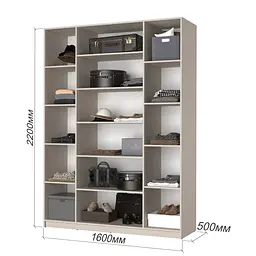Шафа 4-дверна MebelStar Оскар ДСП BG, 4 додаткові полиці 160x52x220 см Сіра мишка (MBS-4706) - мініатюра 3
