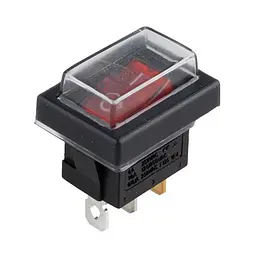 Перемикач on-off з підсвічуванням 12V квадратний червоний арт.YJ-WH02