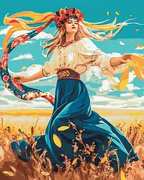 Картина за номерами Дівчина з квітковим вінком. Український сюжет 40x50 см Origami LW 31950