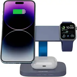 Зарядний пристрій Canyon wireless charger HEXAGON WCS-310 3in1 DarkGrey/Blue (CNS-WCS310DGBL) - мініатюра 5