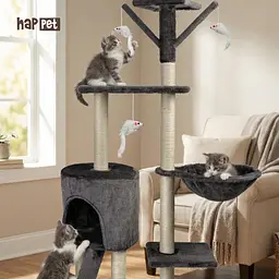 Happet Кігтеточка-будинок для котів, темно-сіра, 140x49x35 см (CT11) - мініатюра 6