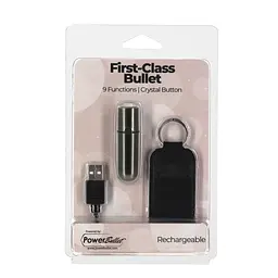 Віброкуля PowerBullet First-Class Bullet 2.5″ з Key Chain Pouch, Gun Metal, 9 режимів вібрації - мініатюра 6