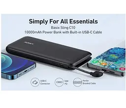 Повербанк Powerbank Aukey PBN73C 10000mAh In Out Type-C Black - мініатюра 2