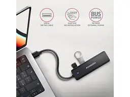 Мультипортовий адаптер AXAGON Travel USB-A Black (HUE-C1A) - мініатюра 4