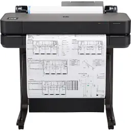 Принтер струменевий кольоровий A1 HP DesignJet T630 24" (2025 Edition), Black, WiFi, 1200x2400 dpi, до 30 сек/стор (формат A1), рулони 279 - 610 мм, USB / GLan, картриджі 712 (5HB09D)