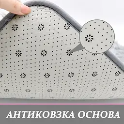 Практичний комплект м'яких килимків для ванної 4 шт , пухнасті антиковзкі килимки темно-сірий KT9000509 - мініатюра 7