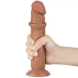 Фалоімітатор 8 SLIDING SKIN DUAL LAYER DONG BROWN LOVETOYS 66-LV317306 102667 - мініатюра 8