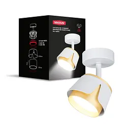 Світильник точковий накладний поворотний без лампи Maxus Spot Flora Base GX53 White Golden