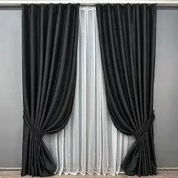 Комплект штор VR-Textil Midnight блекаут 2 шт 150x290 см чорний (1165ш) - мініатюра 2