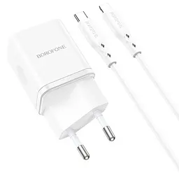 МЗП Borofone BN7 PD20W+QC3.0 (1USB-A/1C) + кабель Type-C to Lightning White - мініатюра 4