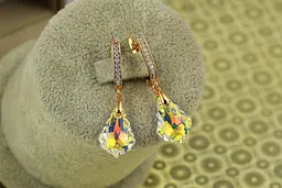 Сережки підвіски Xuping Jewelry Греза Сваровскі жовтий камінь 3,5 см золотисті