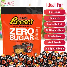 Шоколадні цукерки Reese's Peanut Butter Cups Dark Chocolate Zero Sugar 144г - мініатюра 4