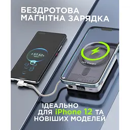 Батарея універсальна Sigma X-power SI10A8QL-MAG silver 10000mAh, Magnetic wireless 15W, charge iWatch, PD+QC, 22,5W max (4827798161012) - мініатюра 10