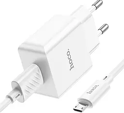 Універсальна зарядка для телефона Hoco C106A Leisur 10.5 Вт/2.1 A кабель MicroUSB 1 порт USB блок живлення з дротом Білий - мініатюра 5