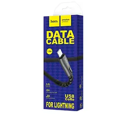 Кабель Hoco U58 Pisces Cable USB to Lightning 2,4A 1,2m Black - мініатюра 2