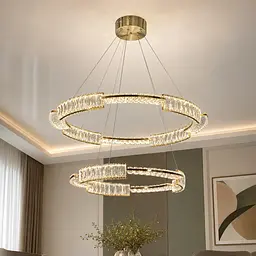 Двокільцева світлодіодна люстра Artlight 552/80+60GD латунь із прозорим скляним декором 180W