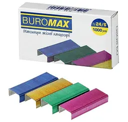 Скоби для степлера 24/6 Buromax 4422 1000 шт. кольорові