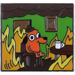 Значок Мем Пес у вогні This is fine 3 см P MEM 02