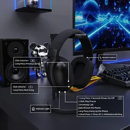 ATTACK SHARK L80 PRO Легка бездротова ігрова гарнітура BT/2.4G/ 40 мм динаміки,Чорні - мініатюра 6