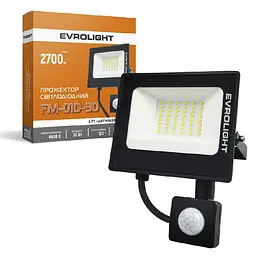 Прожектор світлодіодний Evrolight FM-01D-30 з датчиком руху 30 W 6400 К (57052) - мініатюра 5