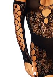 Мінісукня Leg Avenue Mini dress and matching gloves, One Size, чорна, мітенки в комплекті - мініатюра 7