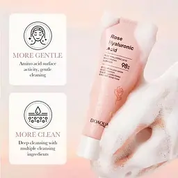 Пінка для вмивання з екстрактом троянди та гіалуроновою кислотою Bioaqua Rose Hyaluronic Acid Cleanser 100 г - мініатюра 2