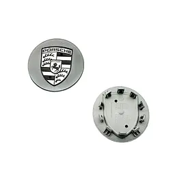 Ковпак колеса Porsche сірий+білий логотип 76мм 1шт пластик (на клямках) OEM 7P5601149