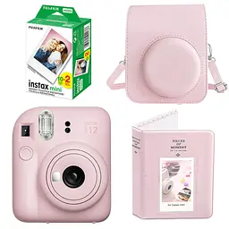 Набор камера Fujifilm Instax Mini 12, Фотобумага 20шт, Чехол, Фотоальбом 64 фото Розовый