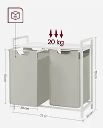Кошик для білизни Leobert Chariot з двома відділеннями 2 x 46л білий - мініатюра 6
