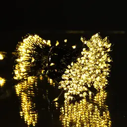 Мережева світлодіодна гірлянда Кінський хвіст Мішура кімнатна 16 ниток 2 м 640 LED діодів з пультом ДУ внутрішня для ялинки та кімнат від мережі зелена нитка колір світла Жовтий - мініатюра 3